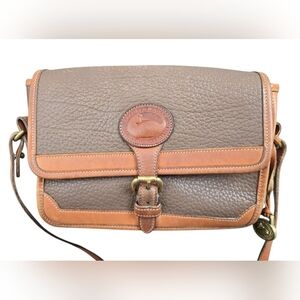 Vintage Dooney & Bourke AWL Small Surrey Bag in Taupe & British Tan VGUC 90s USA